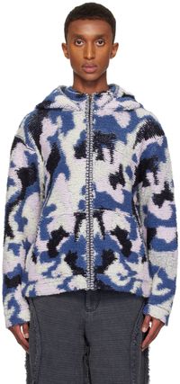 Isa Boulder Blouson River bleu à motif camouflage exclusif à SSENSE