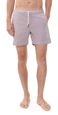 Orlebar Brown Bulldog Drawcord Seersucker Stripe 6 Shorts Dark Ruby/White Stripe 31