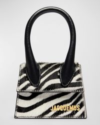 Le Chiquito Zebra Printed Leather Top-Handle Bag
