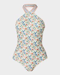 Floral High Neck One-Piece Swimsuit
