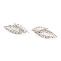 Monsieur Simone - Maxi boucles d'oreilles puces feuilles doré à l'or fin - Taille Unique - Argent