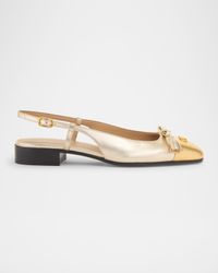 Valet Du Roi VLogo Metallic Leather Slingback Ballerina Flats