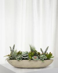 Succulent Faux Floral Arrangement in Boat, 28"