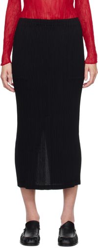 ISSEY MIYAKE Black Hatching Pleats Maxi Skirt
