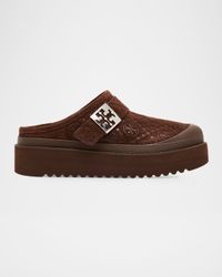 Mellow Shearling Platform T Monogram Mules