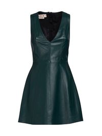 Women's Sleeveless Leather Minidress - Spherical Green - Size 8