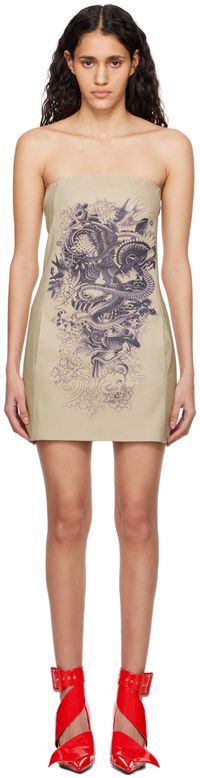 Jean Paul Gaultier Off-White 'The Tattoo' Leather Minidress