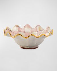 Rosy Check Ceramic Fluted Breakfast Bowl