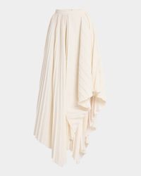 Pleated Asymmetric Draped Midi Skirt