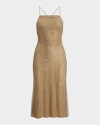 Crawford Sequined Mesh Cocktail Dress