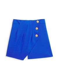 Little Girl's & Girl's Wrapover Button Shorts - Blue - Size 13