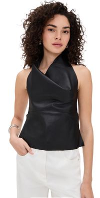 St. Agni Leather Tie Top Black M