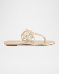 Jasmine Metallic Cutout Thong Sandals
