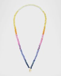 18K Yellow Gold Mixed Stone Bead & Diamond Clasp Necklace