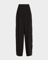 Low-Slung Paillette Waterfall Wide-Leg Tuxedo Pants