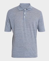 Men's Linen and Cotton Heathered Polo Shirt