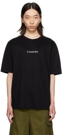 Lanvin Black 'Lanvin' Embroidered Classic T-Shirt