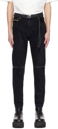 sacai Jean noir à glissières