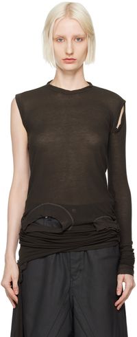 Rick Owens Gray Porterville Cropped Banana Long Sleeve T-Shirt