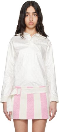 SUPER YAYA Off-White Bazan Long Sleeve Polo
