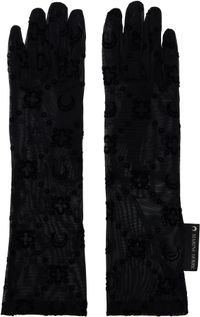 Marine Serre Black Recycled Mesh Flock Long Gloves