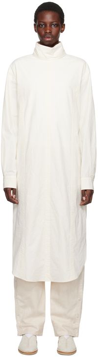 Lauren Manoogian Off-White Soft Collar Shirt Midi Dress