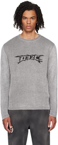 032c Pull gris à col ras du cou et à logo Nerve Shatter
