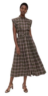 Ramy Brook Joe Dress Deep Olive Plaid L