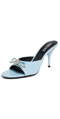 Versace Opera Bow Patent Mules 85 mm 1VD6V-95 Pastel Blue 39.5