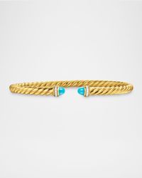 Modern Cablespira Bracelet in 18K Gold with Gemstones and Diamonds, 4mm