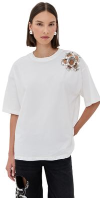 AREA Crystal Cluster Flower T-Shirt White M