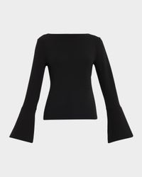 Bateau-Neck Crepe Viscose Jersey Top
