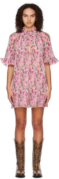 GANNI Pink Floral Minidress