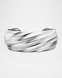Cable Edge Cuff Bracelet in Silver, 24mm