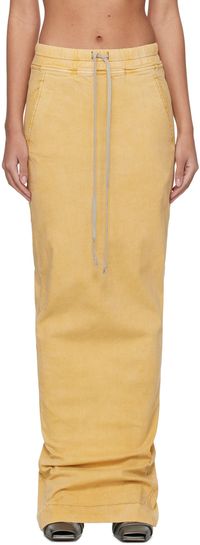 Rick Owens DRKSHDW Yellow Pull On Pillar Denim Maxi Skirt
