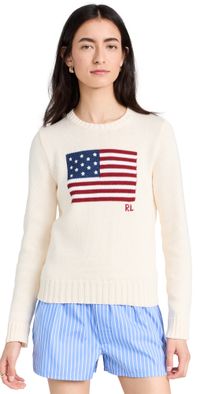 Polo Ralph Lauren Flag Pullover Sweater Parchment Cream M
