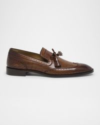 Men's Grave Patterned Leather Loafers