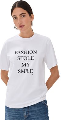 Victoria Beckham Slogan Tee White Fashion Stole My Smile XS