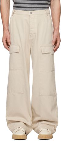 AMI Paris Off-White Worker Baggy Cargo Pants