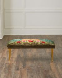 Peacock Bench with Brass Legs, 42"