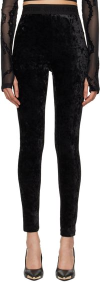 Versace Jeans Couture Black Velvet Leggings
