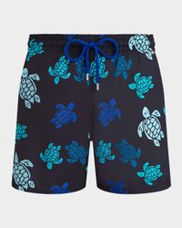 Men's Multicolor Turtle-Print Swim Shorts