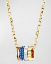 Quatre 18K Yellow Gold Ceramic and Diamond Mini Pendant Necklace
