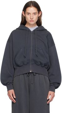 Acne Studios Pull à capuche bleu marine à glissière