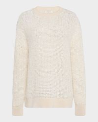 Textured Open-Stitch Cotton Sweater