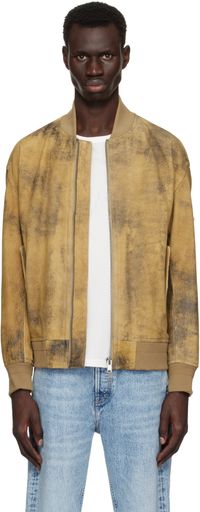 Boss Blouson aviateur brun clair en suède à effet usé