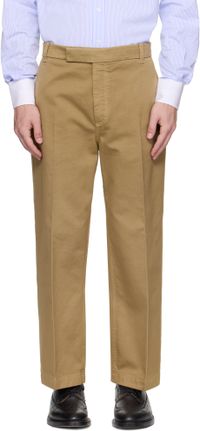 Thom Browne Khaki Cotton Twill Utility Trousers