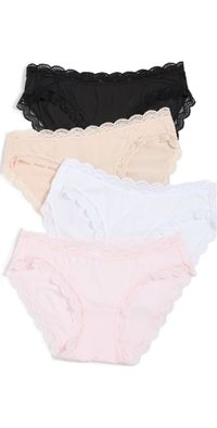Stripe & Stare Essentials Mix Knicker Box 4 Pack Black/Sand/White/Pale Pink 2X
