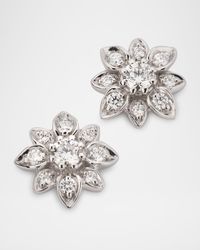 18K White Gold Diamond Flower Stud Earrings
