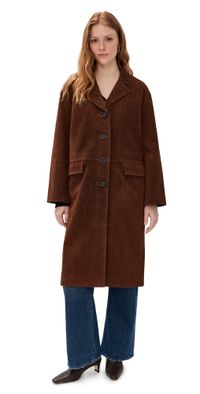 Madewell Single Breasted Topcoat In Suede Dark Roast XS